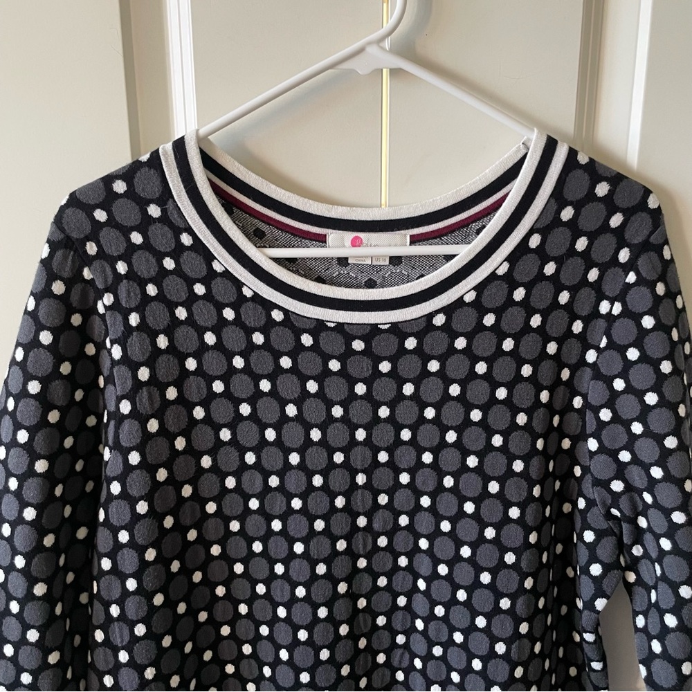 Boden Polka Dot Black and Gray Sweater Dress Size 16 - Picture 5 of 16